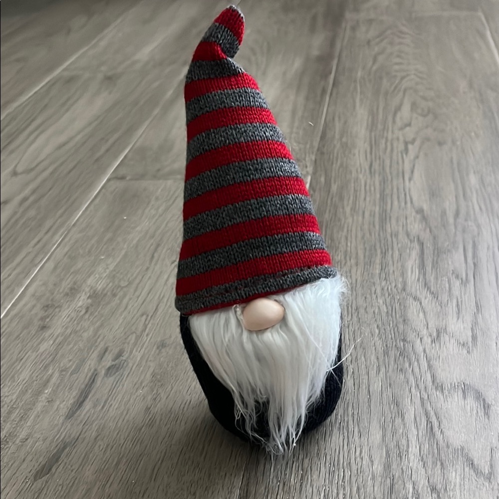 Striped Red and Gray Gnome Decor